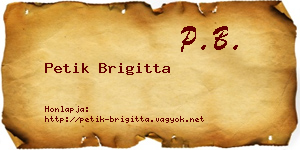 Petik Brigitta névjegykártya